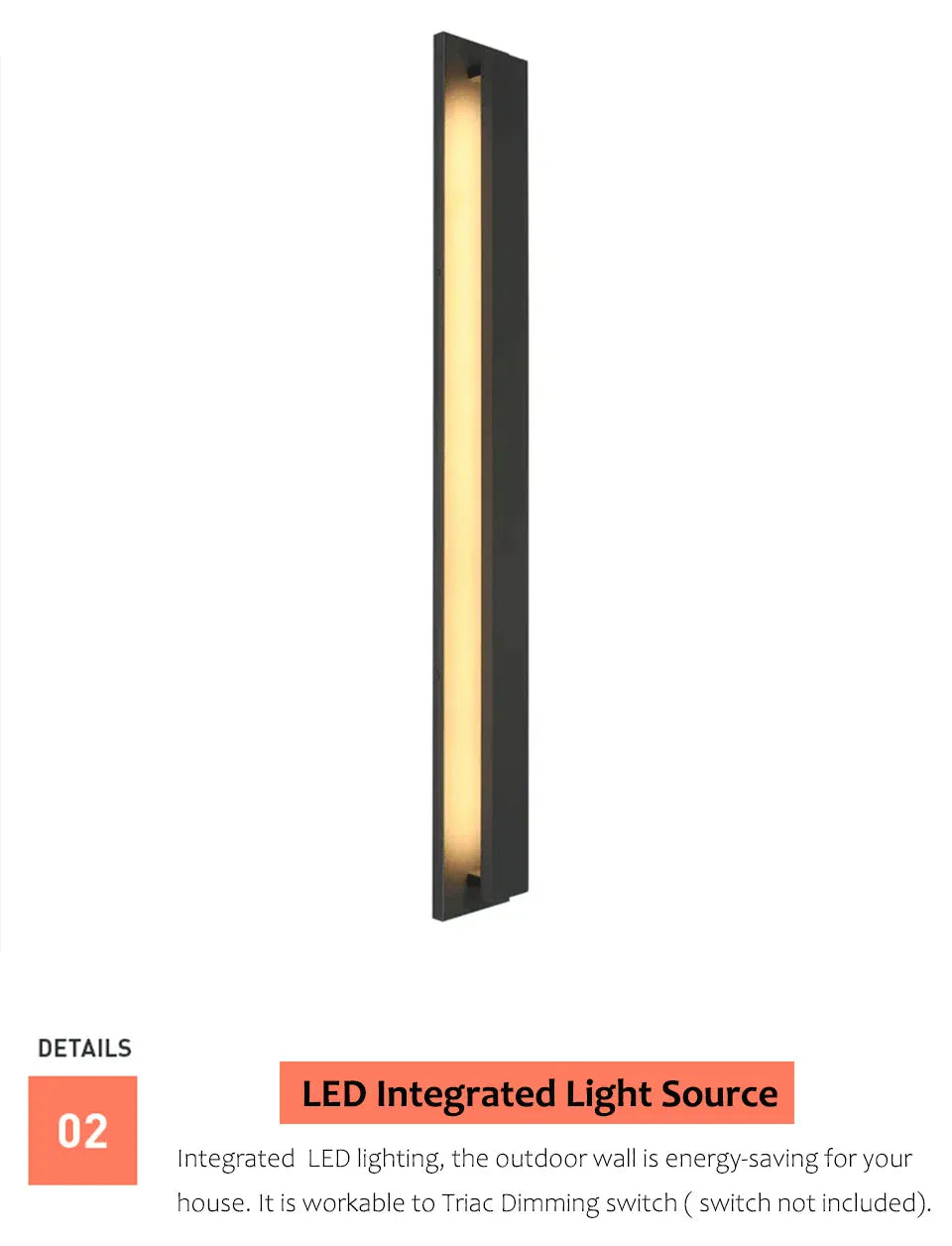 Verthara Premium Linear Stainless Steel Outdoor Wall Light