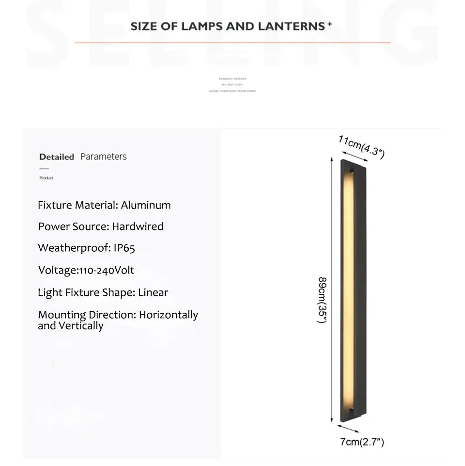 Verthara Premium Linear Stainless Steel Outdoor Wall Light