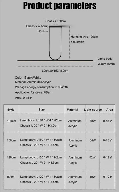Verthara Premium Linear Wave LED Pendant Light