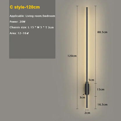 Verthara Premium Long Strip LED Wall Light C 120cm
