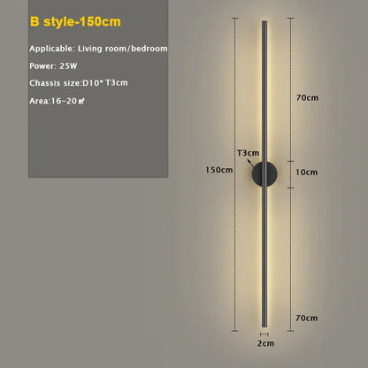 Verthara Premium Long Strip LED Wall Light B 150cm