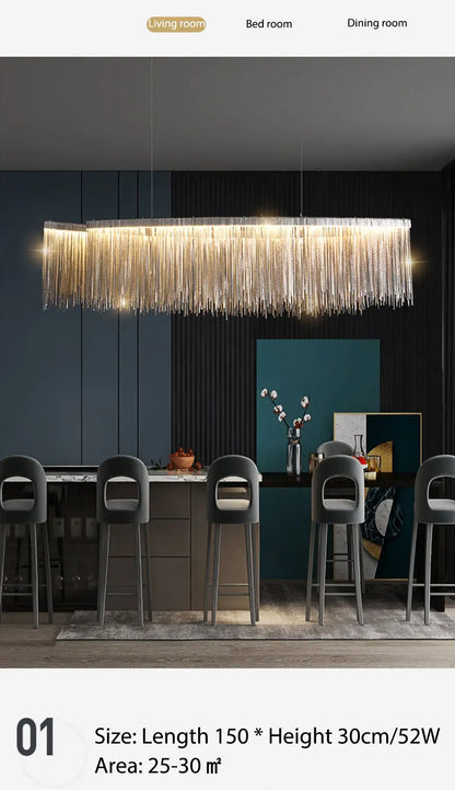 Verthara Premium Long Tassel Chain Chandelier
