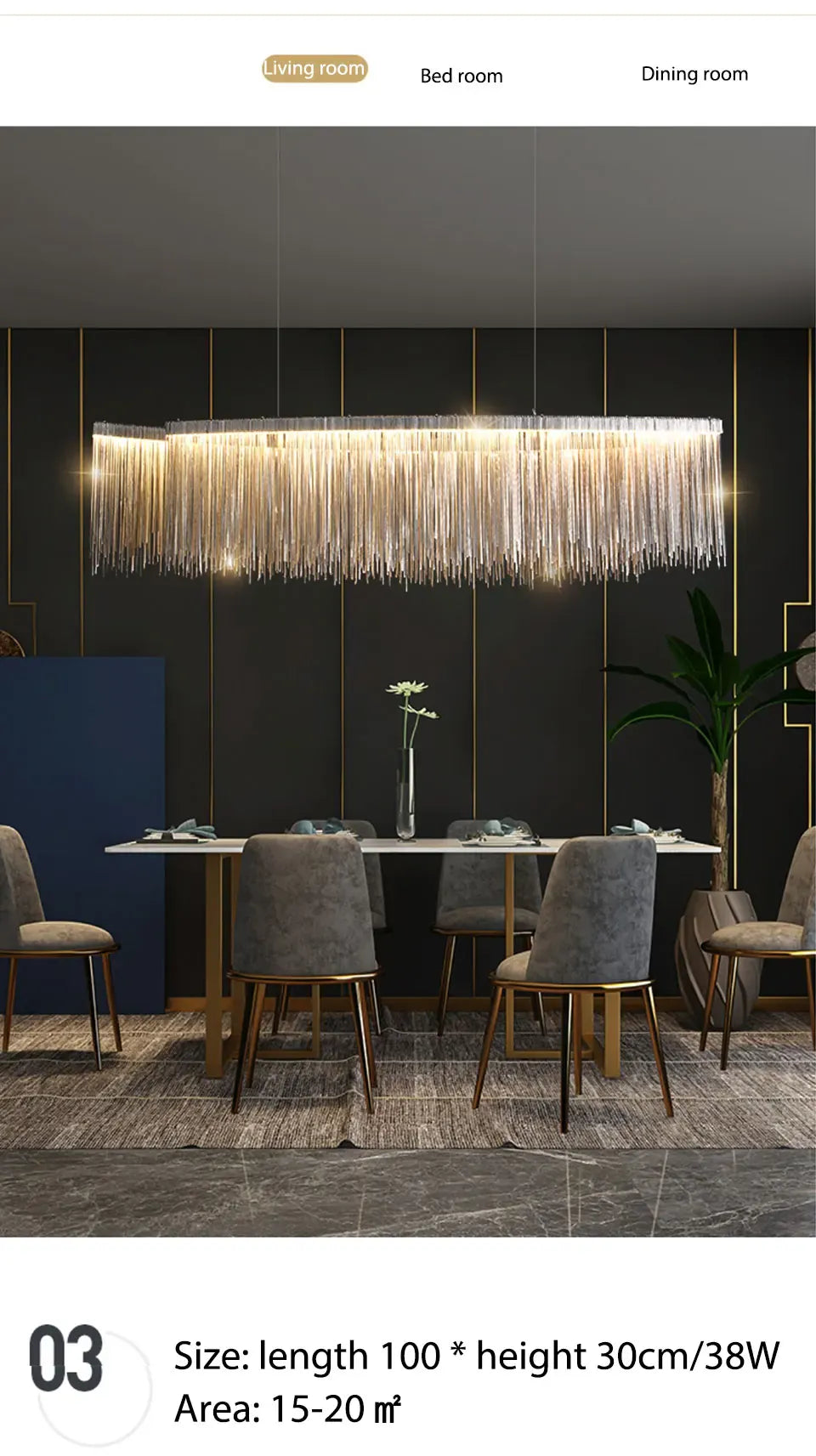 Verthara Premium Long Tassel Chain Chandelier