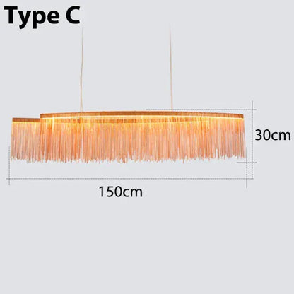 Verthara Premium Long Tassel Chain Chandelier Red L150CM