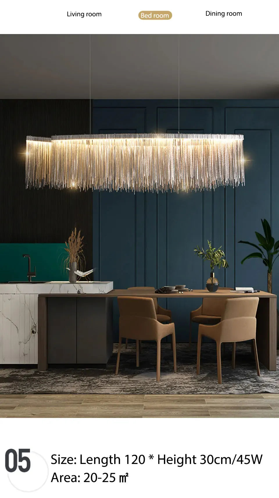Verthara Premium Long Tassel Chain Chandelier