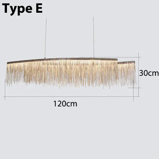Verthara Premium Long Tassel Chain Chandelier Sliver L120CM