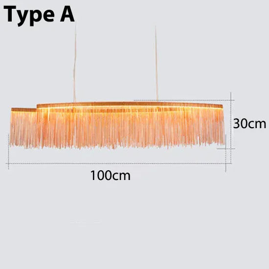 Verthara Premium Long Tassel Chain Chandelier Red L100CM