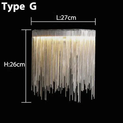 Verthara Premium Long Tassel Chain Chandelier Sliver Wall Lamp