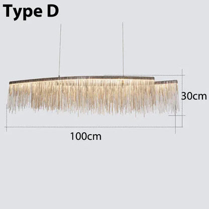Verthara Premium Long Tassel Chain Chandelier Sliver L100CM