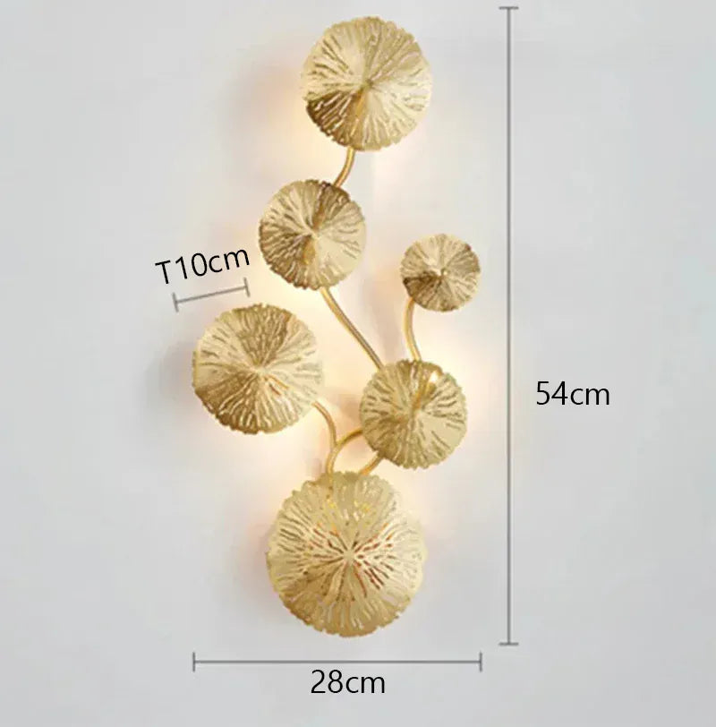 Verthara Premium Lotus Leaf Retro Bedside Wall Lamp 6  heads / Cool White