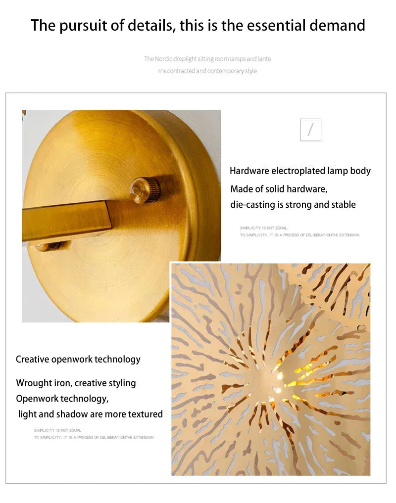 Verthara Premium Lotus Leaf Retro Bedside Wall Lamp