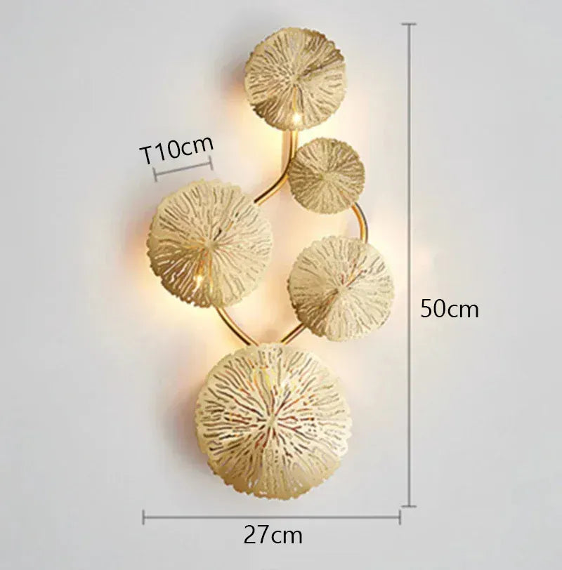 Verthara Premium Lotus Leaf Retro Bedside Wall Lamp 5  heads / Cool White
