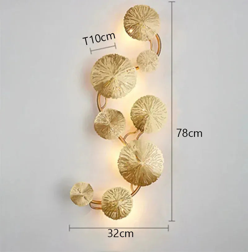 Verthara Premium Lotus Leaf Retro Bedside Wall Lamp 8  heads / Cool White