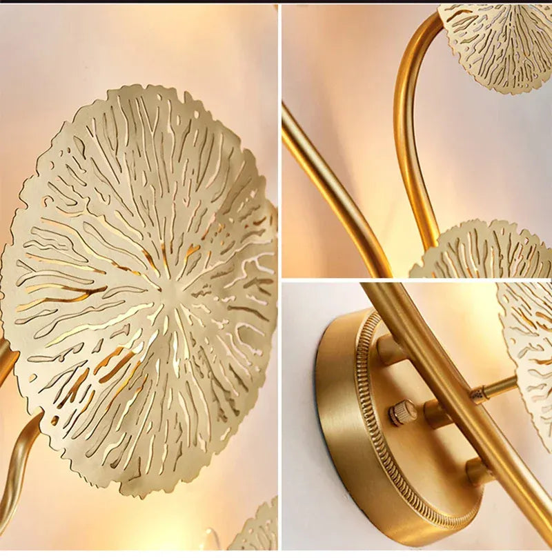 Verthara Premium Lotus Leaf Retro Bedside Wall Lamp