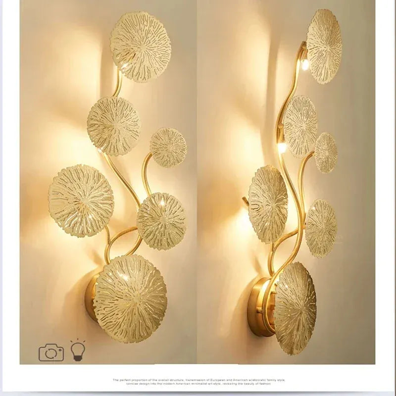 Verthara Premium Lotus Leaf Retro Bedside Wall Lamp
