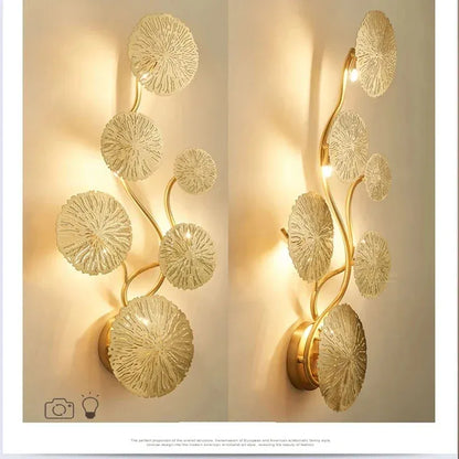 Verthara Premium Lotus Leaf Retro Bedside Wall Lamp