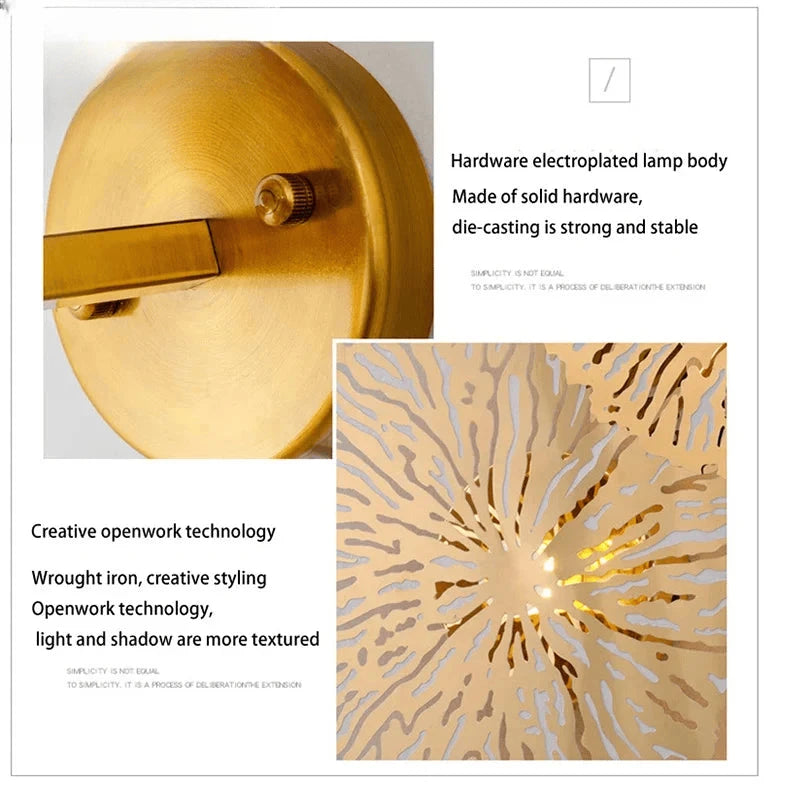 Verthara Premium Lotus Leaf Retro Bedside Wall Lamp