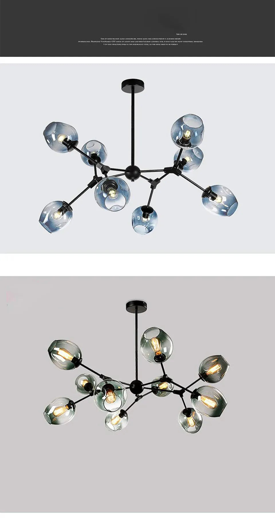 Verthara Premium Luxury Branch & Glass Molecular Chandelier