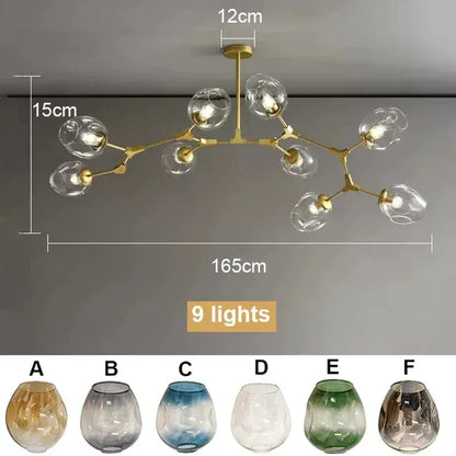 Verthara Premium Luxury Branch & Glass Molecular Chandelier