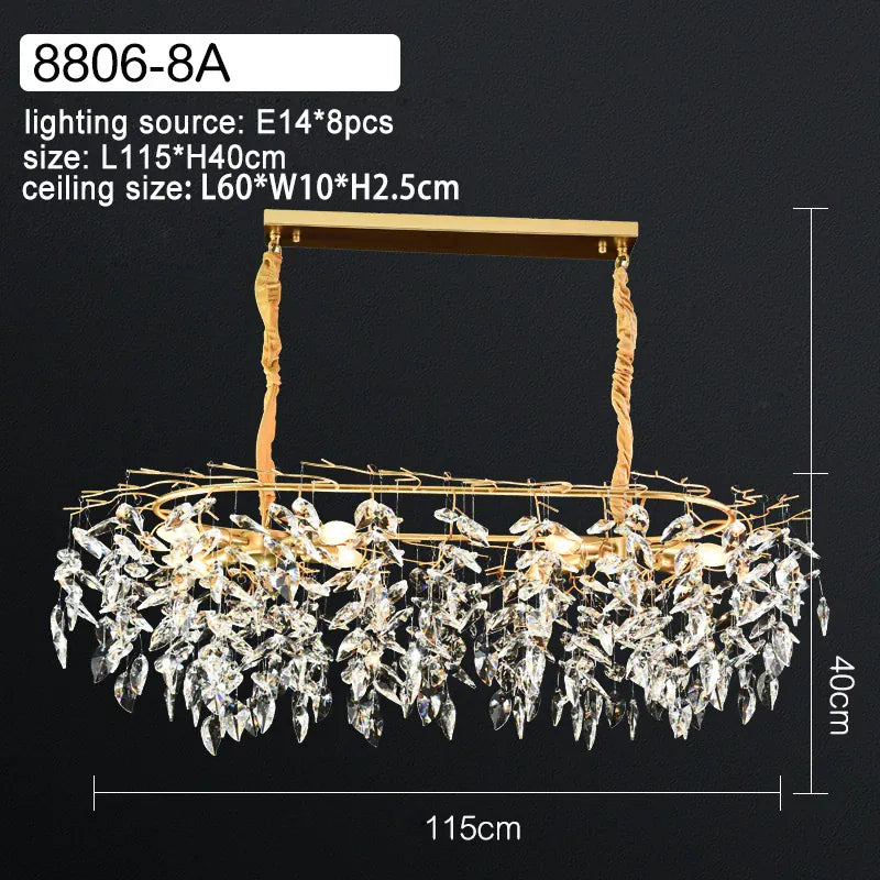 Verthara Premium Luxury K9 Crystal LED Pendant Chandelier Dimmable 8 heads / cool white