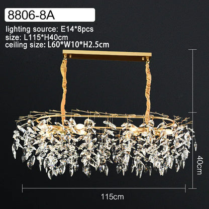 Verthara Premium Luxury K9 Crystal LED Pendant Chandelier Dimmable 8 heads / cool white