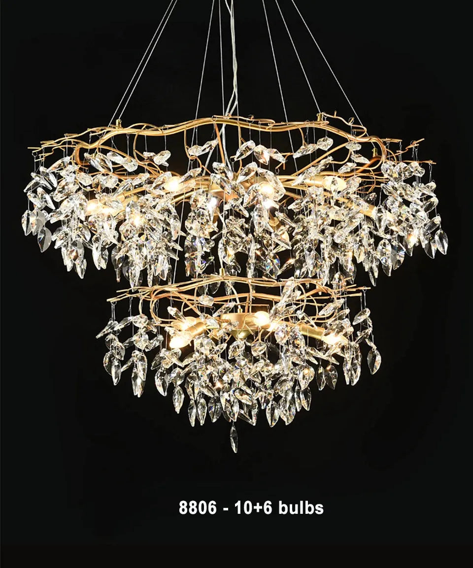 Verthara Premium Luxury K9 Crystal LED Pendant Chandelier Dimmable