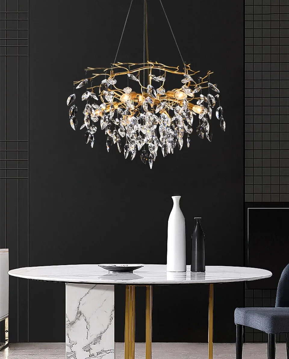 Verthara Premium Luxury K9 Crystal LED Pendant Chandelier Dimmable