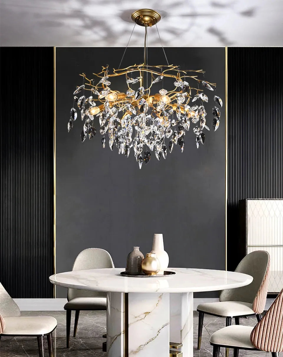 Verthara Premium Luxury K9 Crystal LED Pendant Chandelier Dimmable