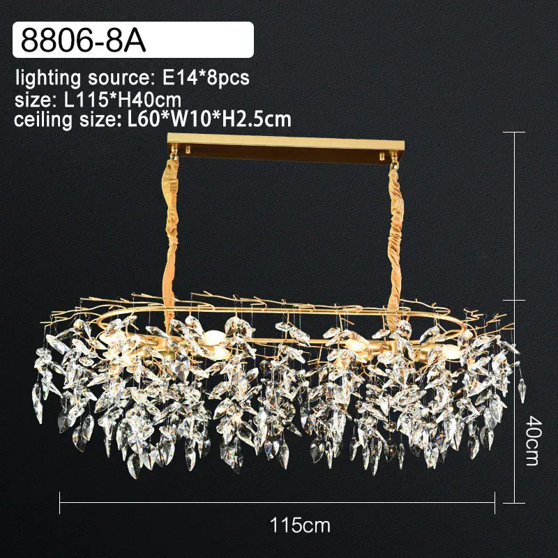 Verthara Premium Luxury K9 Crystal LED Pendant Chandelier Dimmable