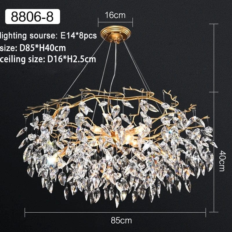 Verthara Premium Luxury K9 Crystal LED Pendant Chandelier Dimmable
