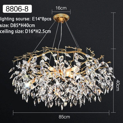 Verthara Premium Luxury K9 Crystal LED Pendant Chandelier Dimmable