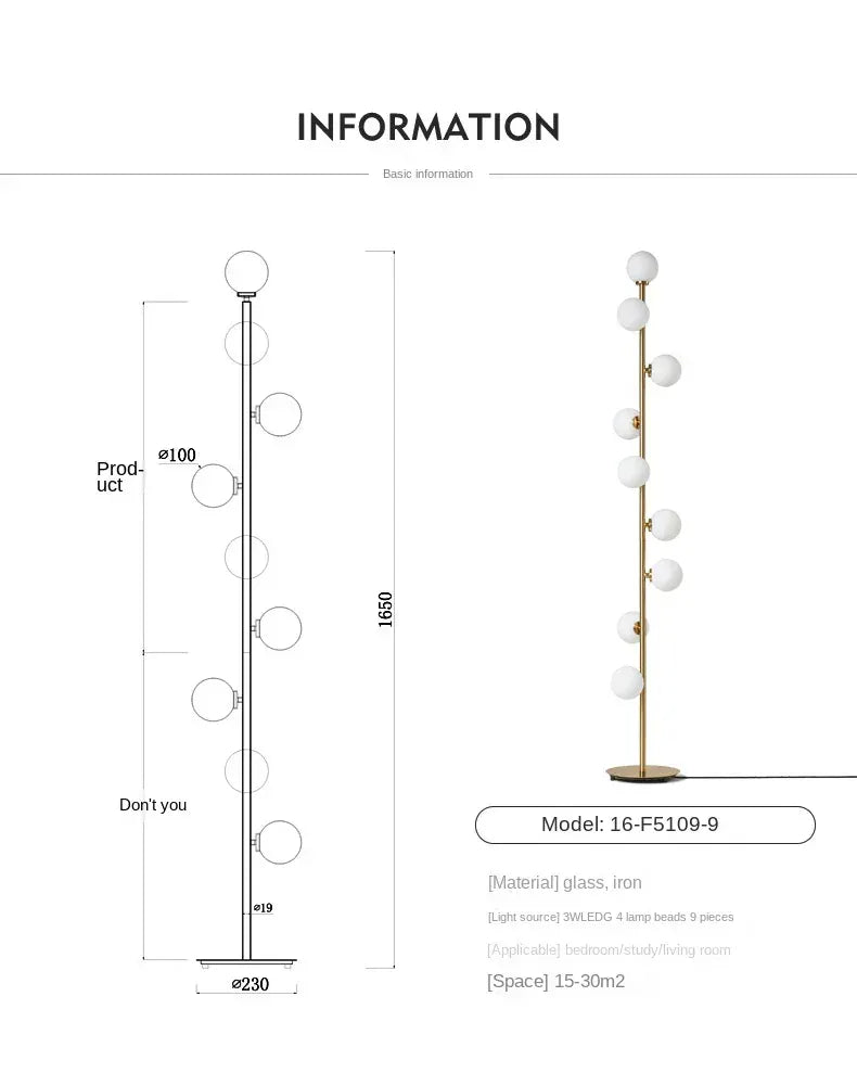 Verthara Premium Magic Beans Glass Ball Floor Lamp