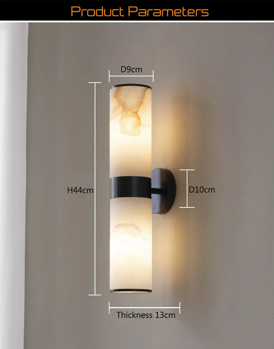 Verthara Premium Marble & Black Gold E27 Wall Sconce