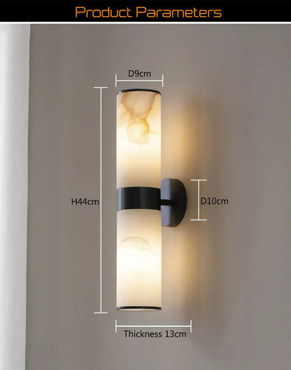Verthara Premium Marble & Black Gold E27 Wall Sconce