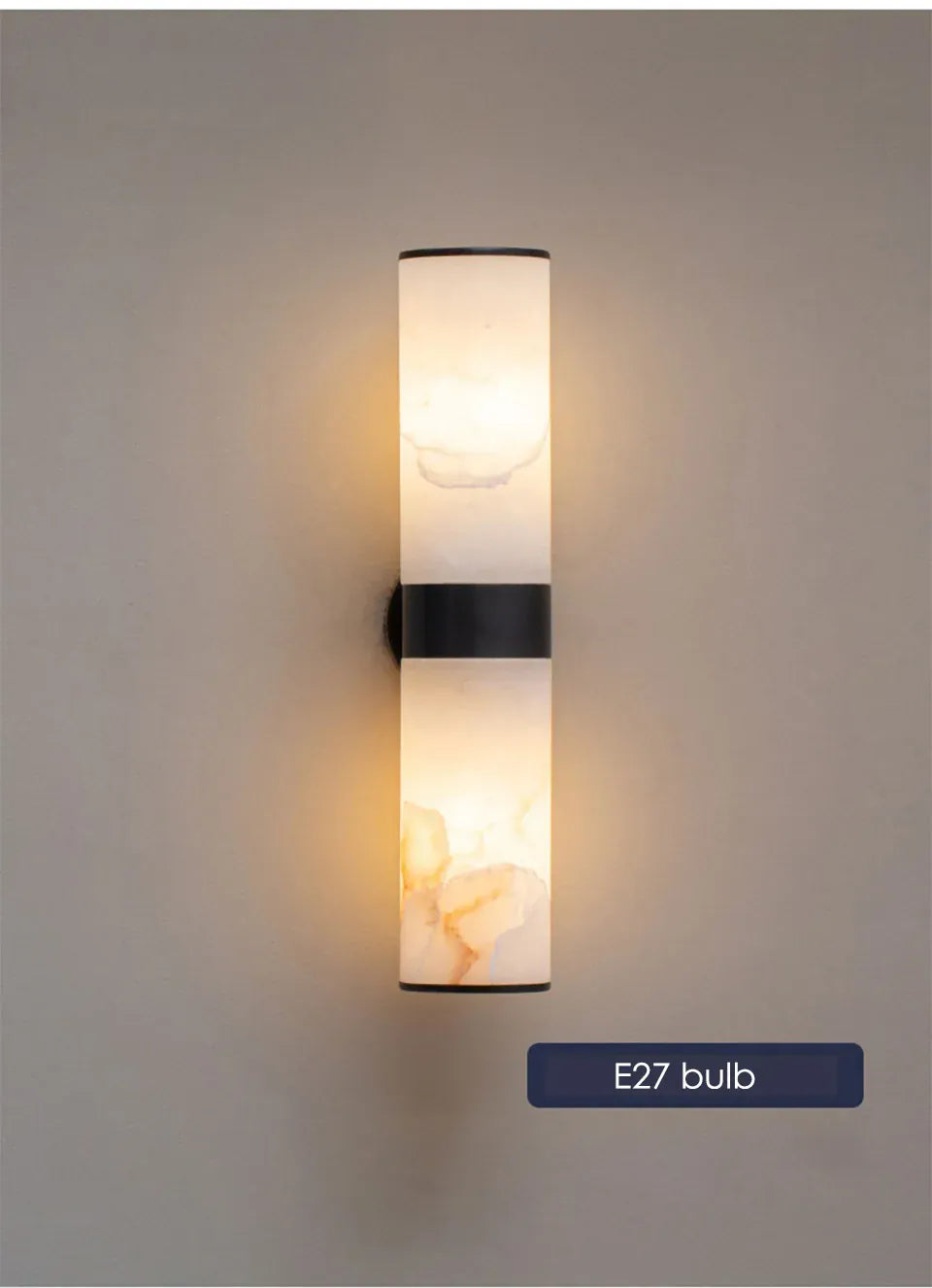 Verthara Premium Marble & Black Gold E27 Wall Sconce