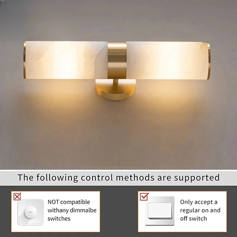 Verthara Premium Marble & Black Gold E27 Wall Sconce