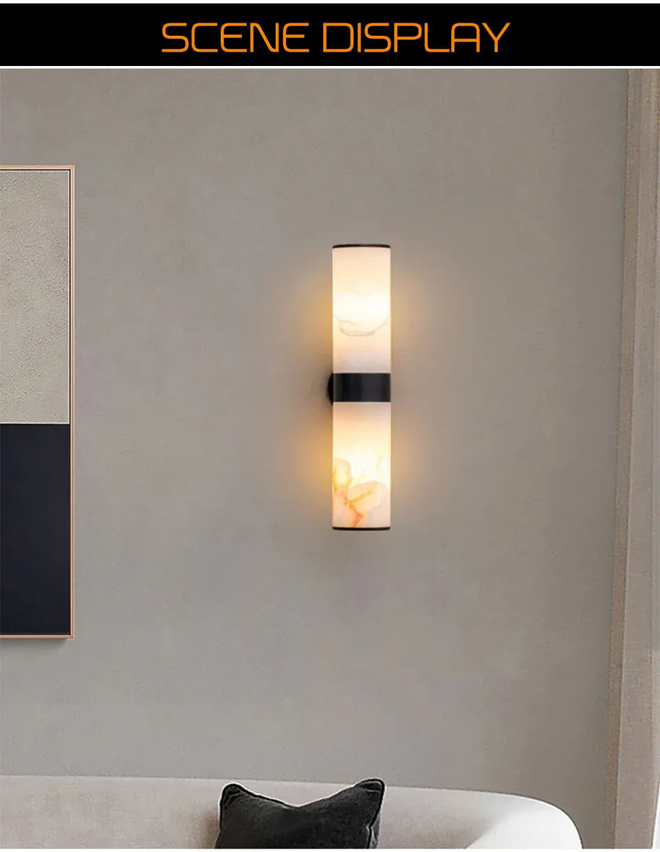Verthara Premium Marble & Black Gold E27 Wall Sconce