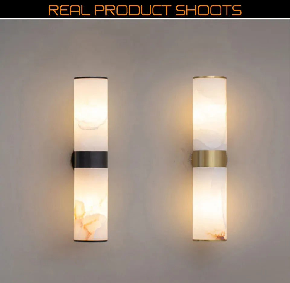 Verthara Premium Marble & Black Gold E27 Wall Sconce