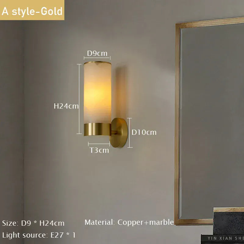 Verthara Premium Marble & Black Gold E27 Wall Sconce