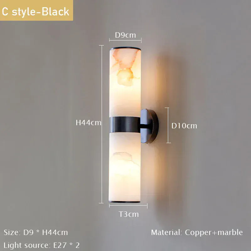 Verthara Premium Marble & Black Gold E27 Wall Sconce