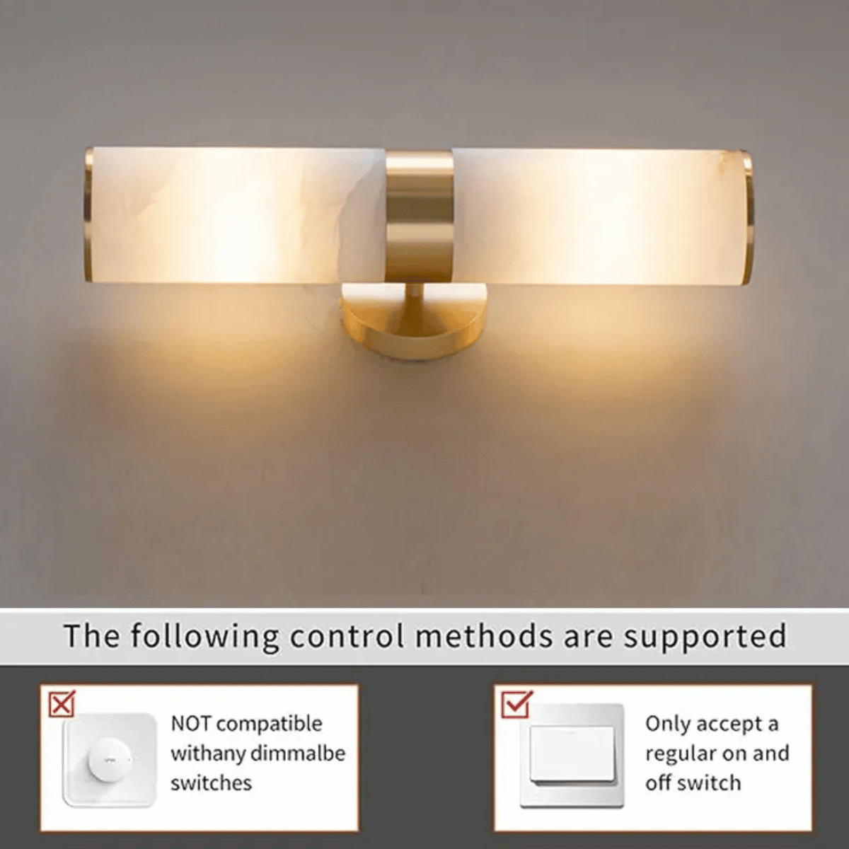 Verthara Premium Marble & Black Gold E27 Wall Sconce
