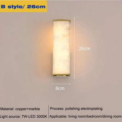 Verthara Premium Marble & Copper Gold Wall Sconce B 26CM / Cool White(5500-7000K)