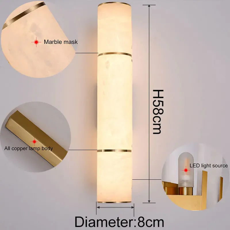 Verthara Premium Marble & Copper Gold Wall Sconce