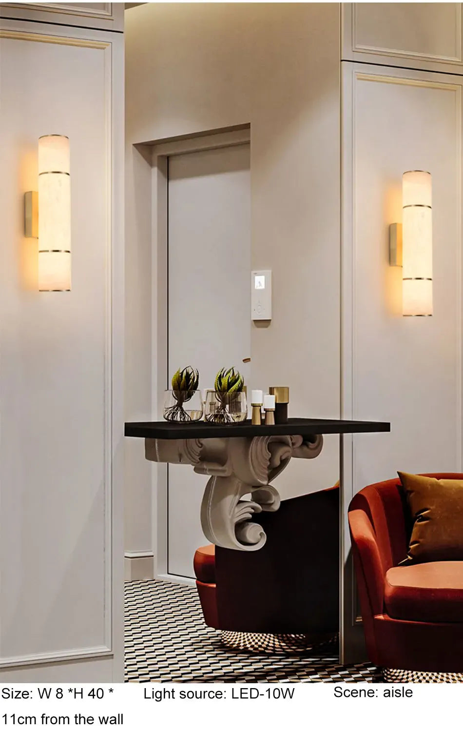 Verthara Premium Marble & Copper Gold Wall Sconce