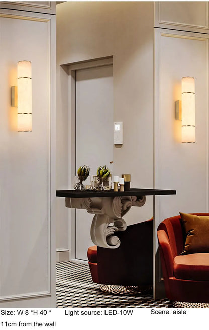 Verthara Premium Marble & Copper Gold Wall Sconce