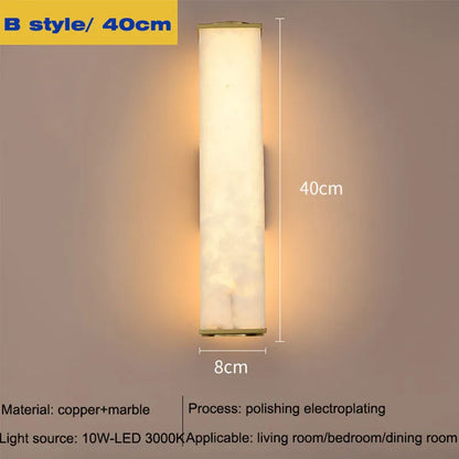 Verthara Premium Marble & Copper Gold Wall Sconce B 40CM / Cool White(5500-7000K)