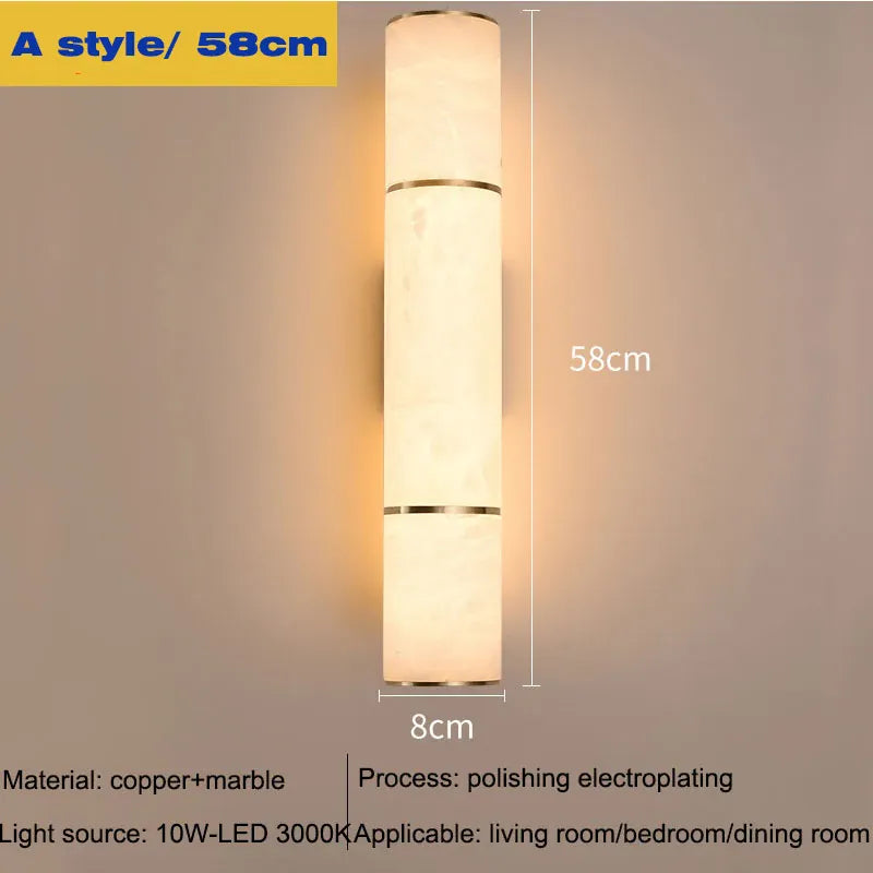 Verthara Premium Marble & Copper Gold Wall Sconce A 58CM / Cool White(5500-7000K)