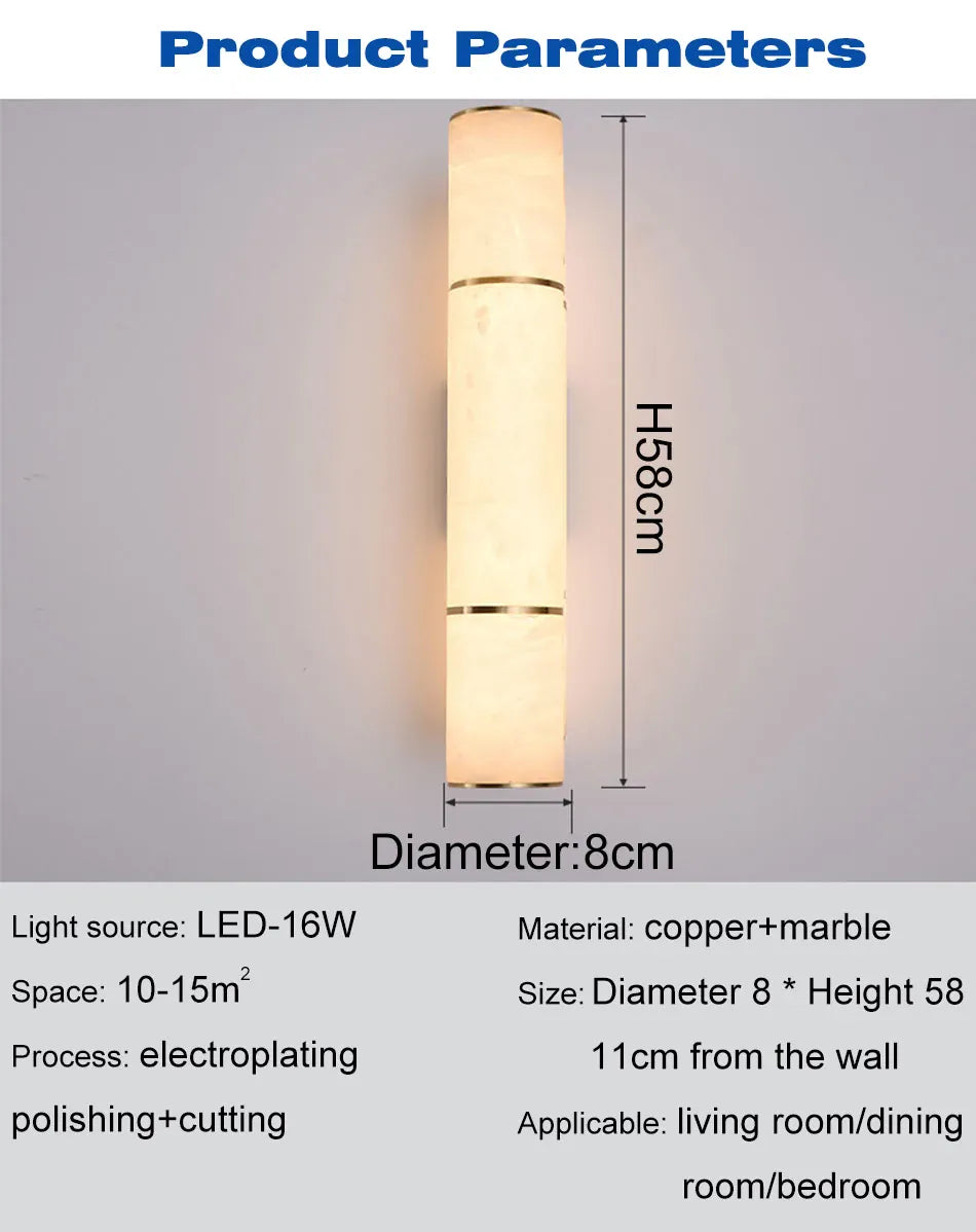 Verthara Premium Marble & Copper Gold Wall Sconce