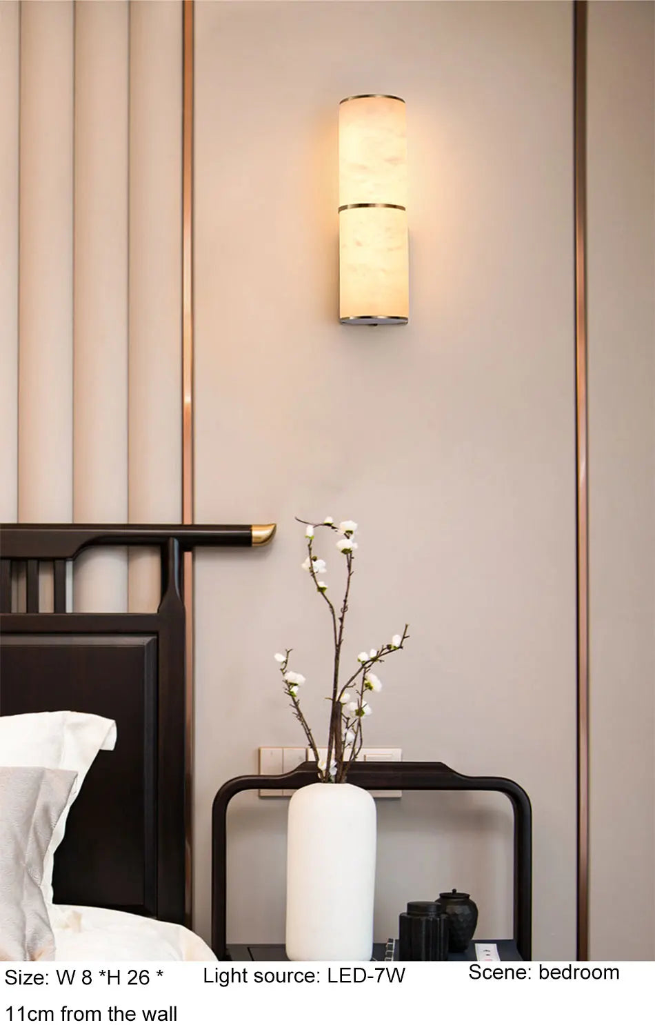 Verthara Premium Marble & Copper Gold Wall Sconce