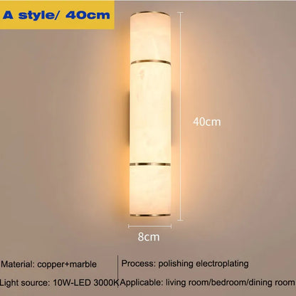 Verthara Premium Marble & Copper Gold Wall Sconce A 40CM / Cool White(5500-7000K)